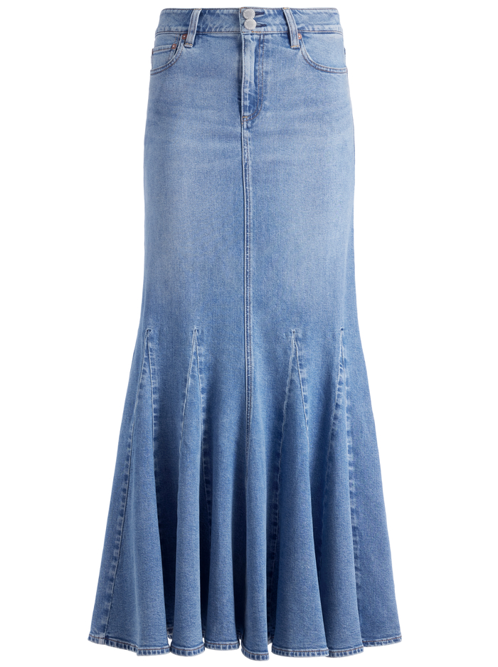 NALA DENIM GODET MAXI SKIRT - AVERY BLUE image 5 - Alice And Olivia