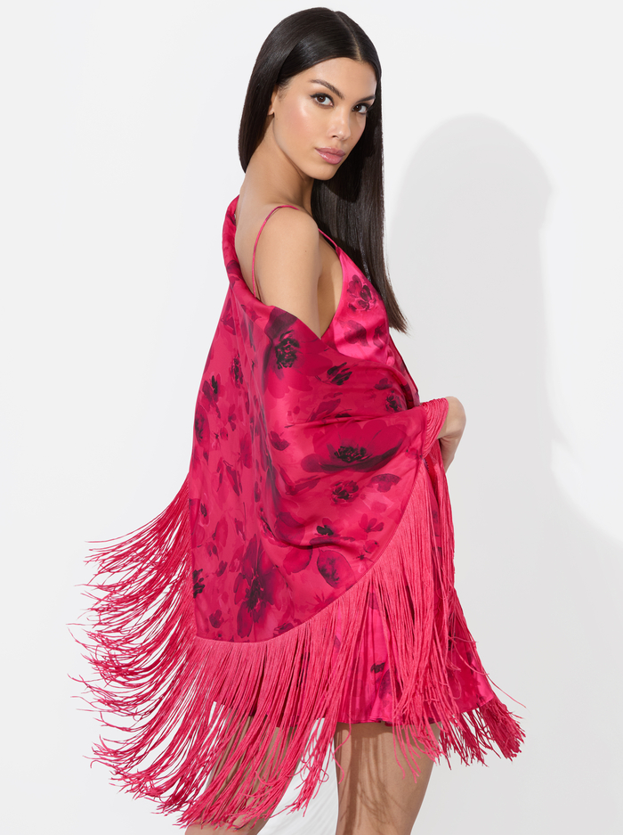 MESHA SHAWL SCARF - FLORAL FLING RASPBERRY - Alice And Olivia