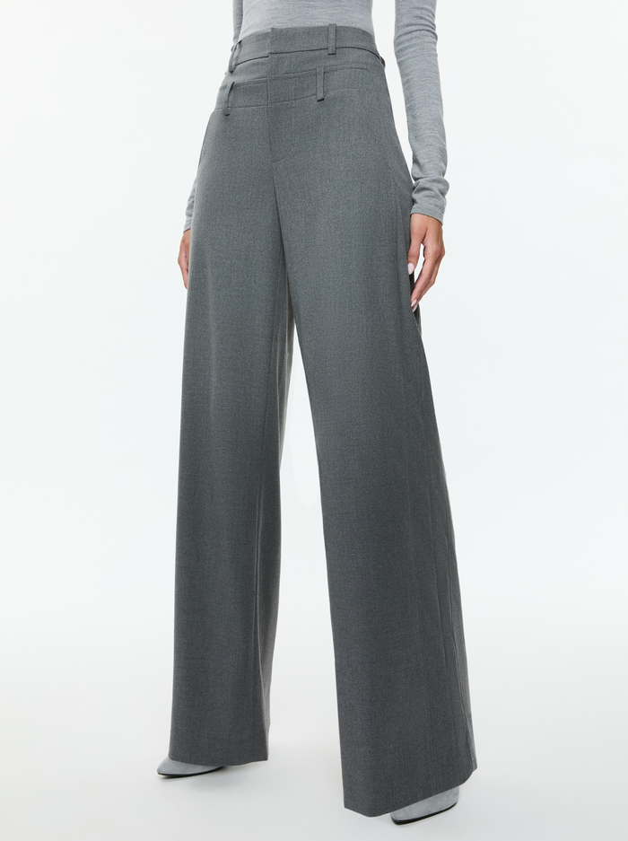 ASPEN DOUBLE WAIST PANT - SHADOW GREY MELANGE - Alice And Olivia