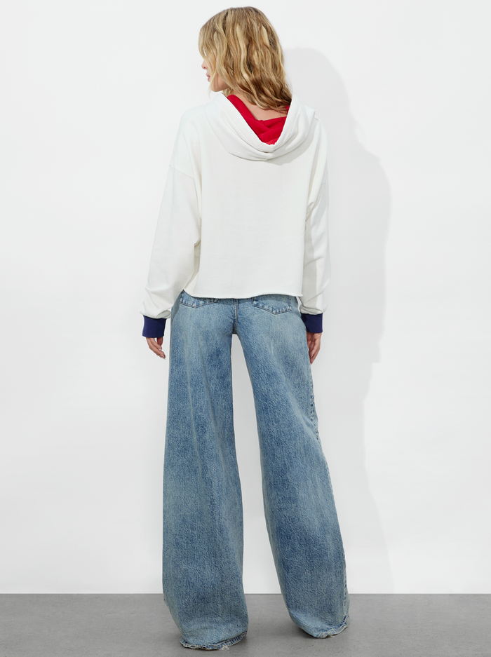 SUNNY CROPPED HOODIE - OFF WHITE MULTI image 1 - ALICE + OLIVIA