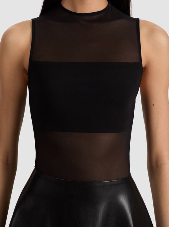 BLACK-CHARA VEGAN MINI DRESS