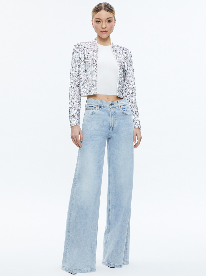 KALIA EMBELLISHED OPEN FRONT JACKET - OFF WHITE/SILVER image 1 - Alice And Olivia