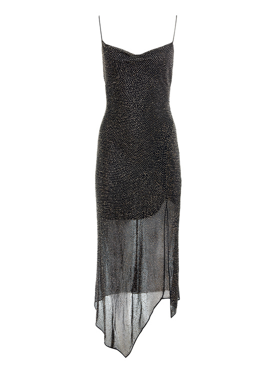 BLACK-HARMONY EMBELLISHED SLIP DRESS