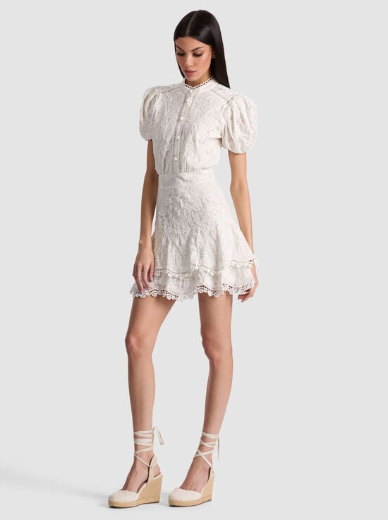 OFF WHITE-LORYN EMBROIDERED SHIRT DRESS