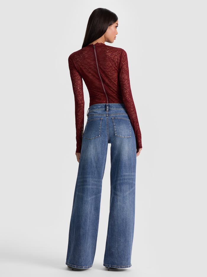 TAEYN LACE BODYSUIT - OXBLOOD image 2 - Alice And Olivia