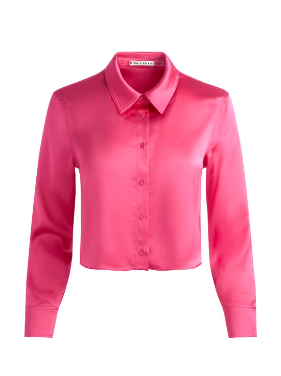 RASPBERRY-LEON CROPPED BUTTON DOWN