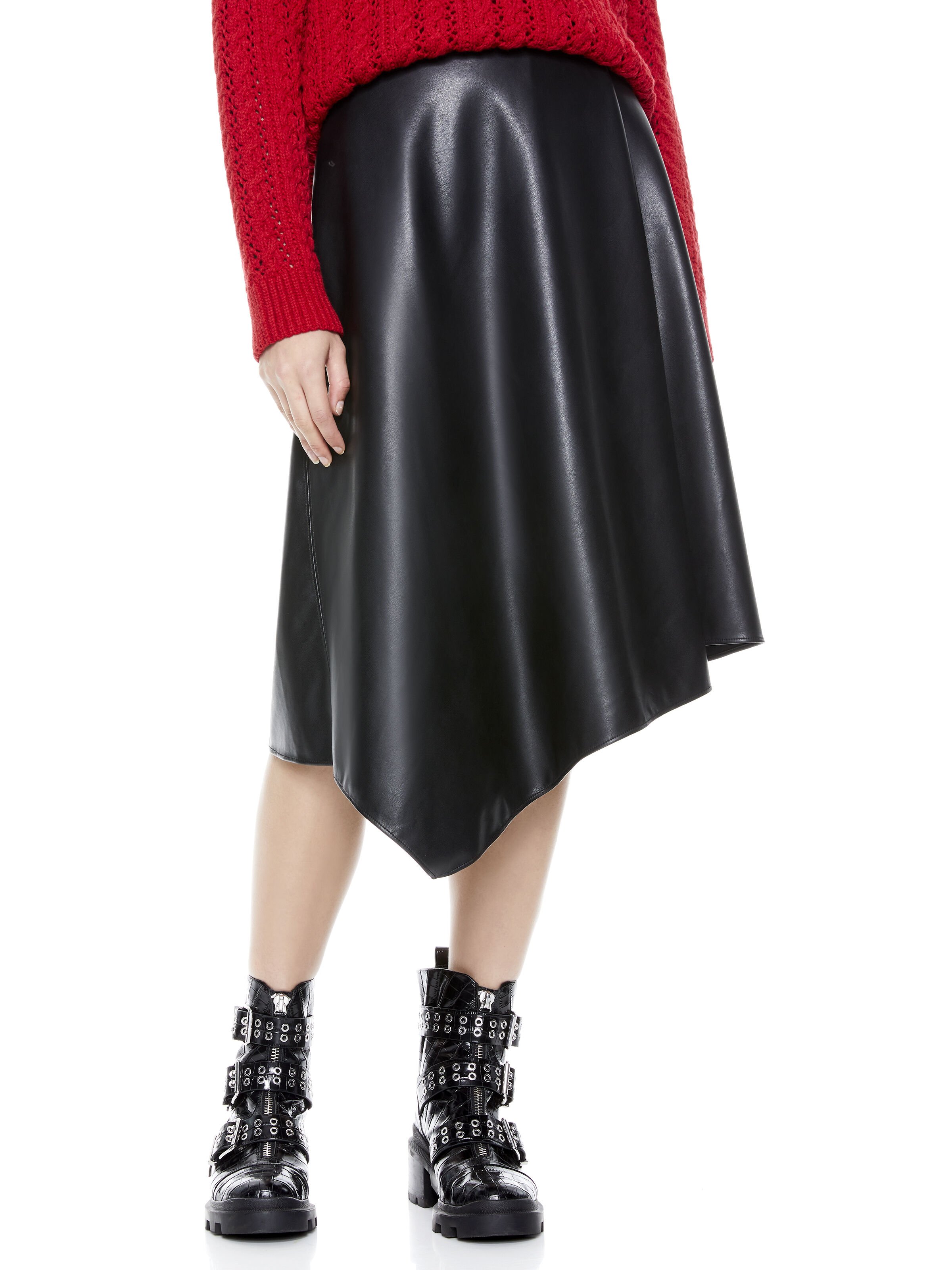 vegan leather midi skirt