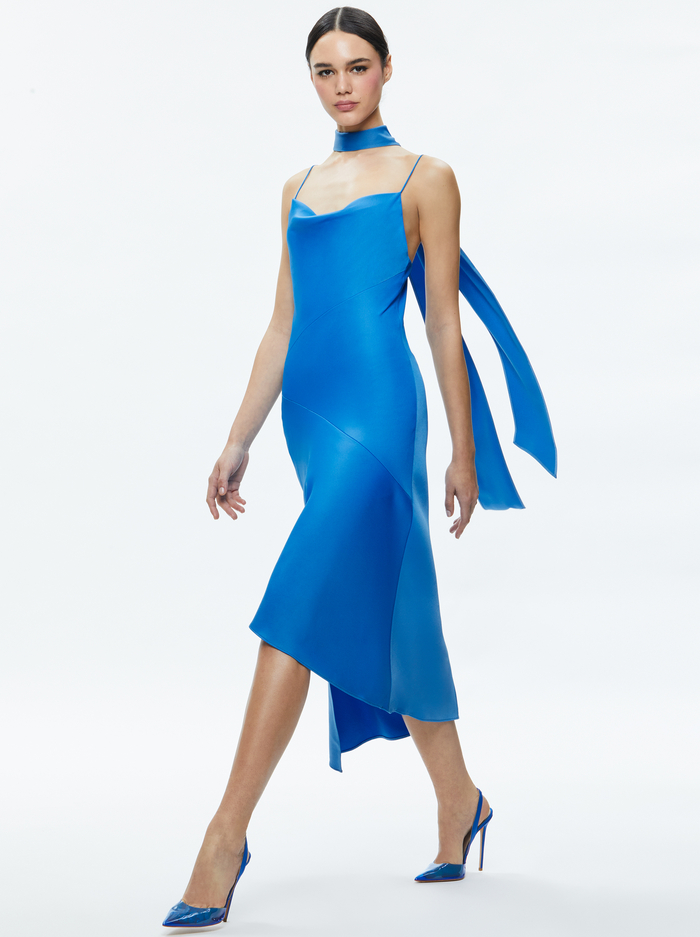 HARMONY ASYMMETRICAL SLIP SCARF DRESS - FRENCH BLUE image 3 - Alice And Olivia