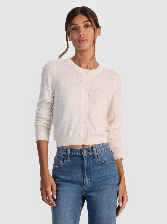 DOLLIE EMBELLISHED CARDIGAN - ECRU - Alice And Olivia