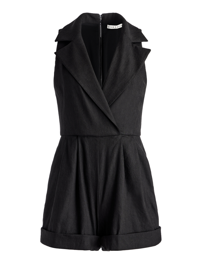 MERITT DOUBLE BREASTED TUXEDO ROMPER - BLACK image 5 - ALICE + OLIVIA