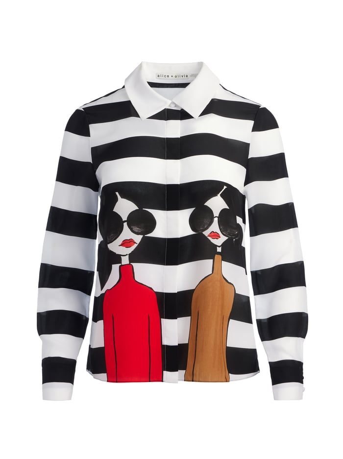 WILLA STACEFACE TOP - BLACK/MULTI image 4 - Alice And Olivia