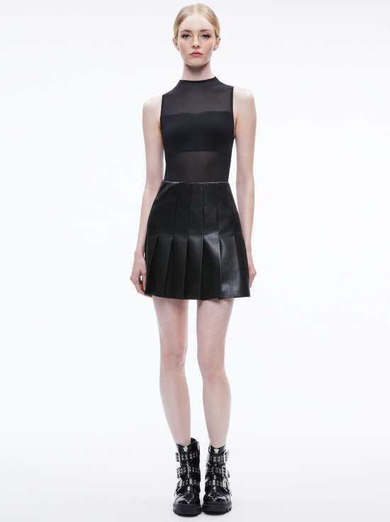 BLACK-CHARA VEGAN MINI DRESS