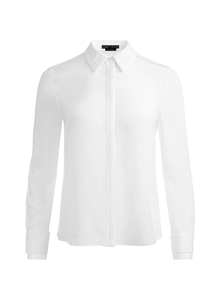 WILLA RELAXED PLACKET TOP WITH PIPING DETAIL - OFF WHITE image 5 - Alice And Olivia