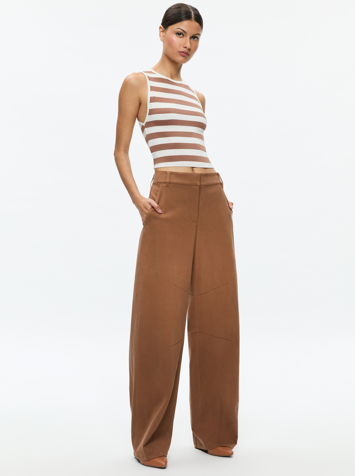 ANDRE FITTED CROPPED TANK - OFF WHITE/CAMEL image 4 - Alice And Olivia