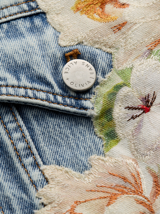 SIERRA VINTAGE/MULTI-CHLOE EMBROIDERED DENIM JACKET