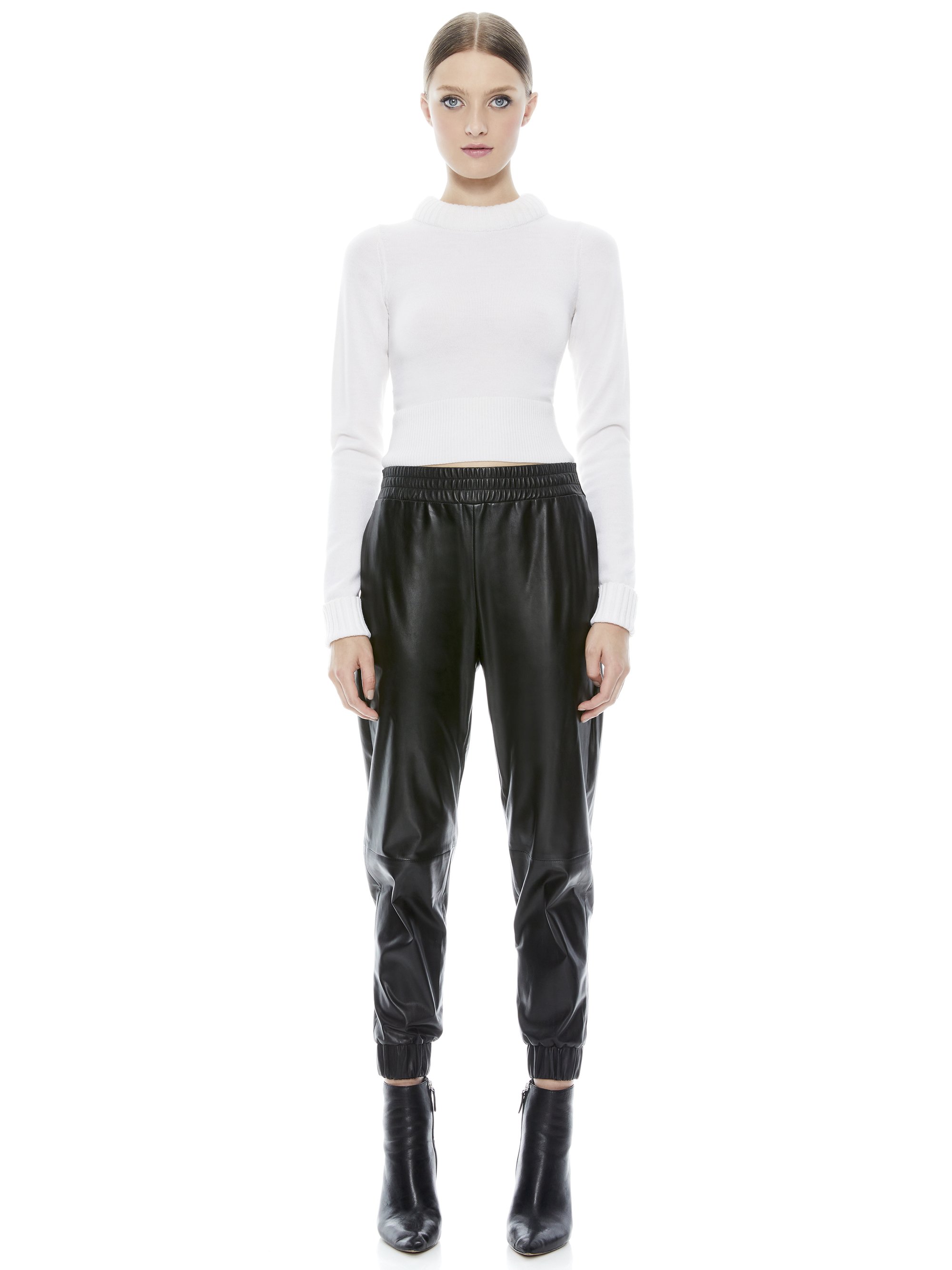 Eon Cropped Sweater In White | Alice And Olivia