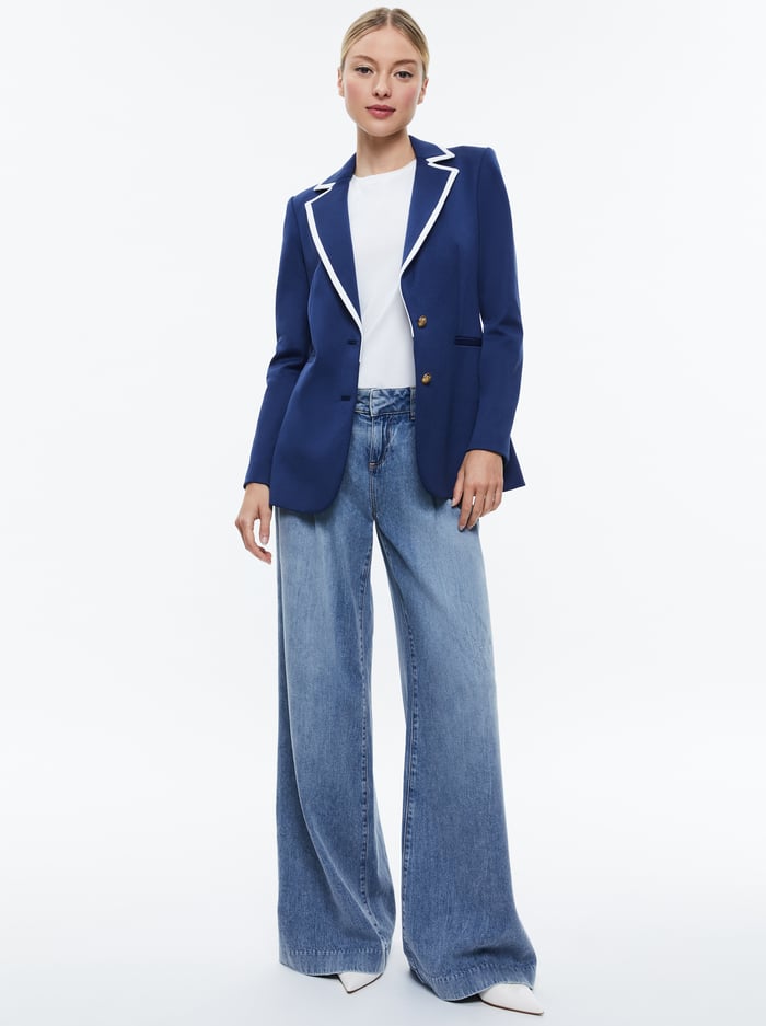 BREANN FITTED BLAZER - INDIGO/OFF WHITE image 1 - Alice And Olivia