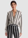 DIMITRA BUTTON DOWN - PADDLEBOARD STRIPE ECRU/BLACK