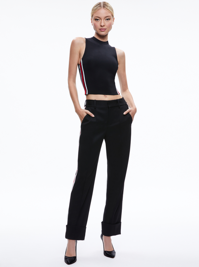DARINA MOCK NECK TANK - BLACK/PERFECT RUBY image 2 - Alice And Olivia