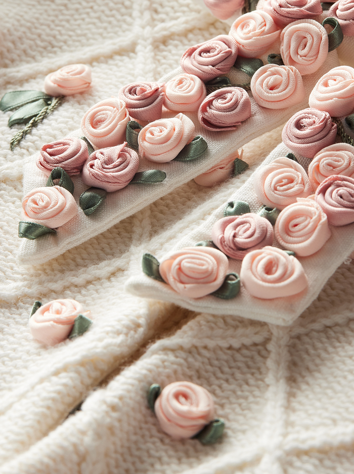 KITTY BOW CARDIGAN - SOFT WHITE MULTI image 1 - Alice And Olivia