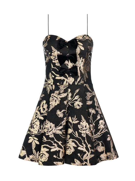 BLACK/GOLD-DANIELA STRUCTURED MINI DRESS