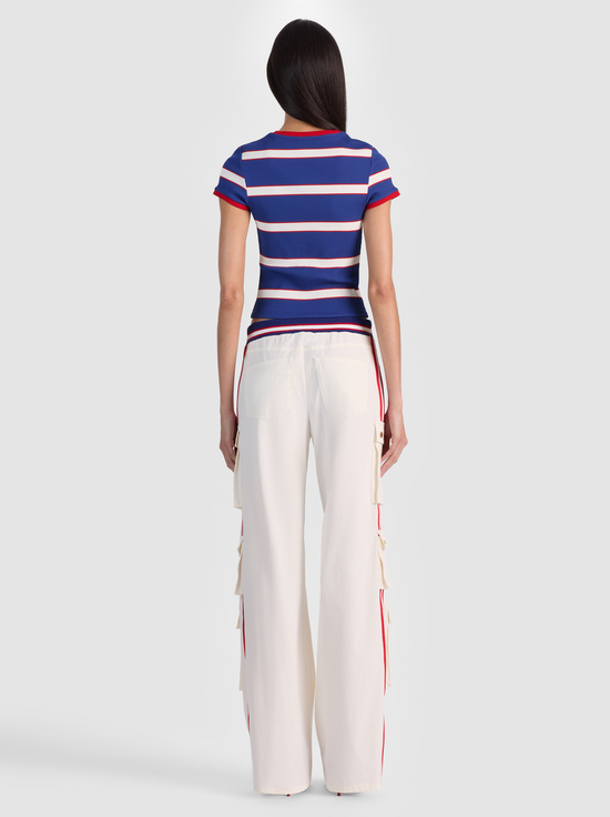 GLAMOUR STRIPE TWILIGHT BLUE-ONIE BABY RINGER TEE