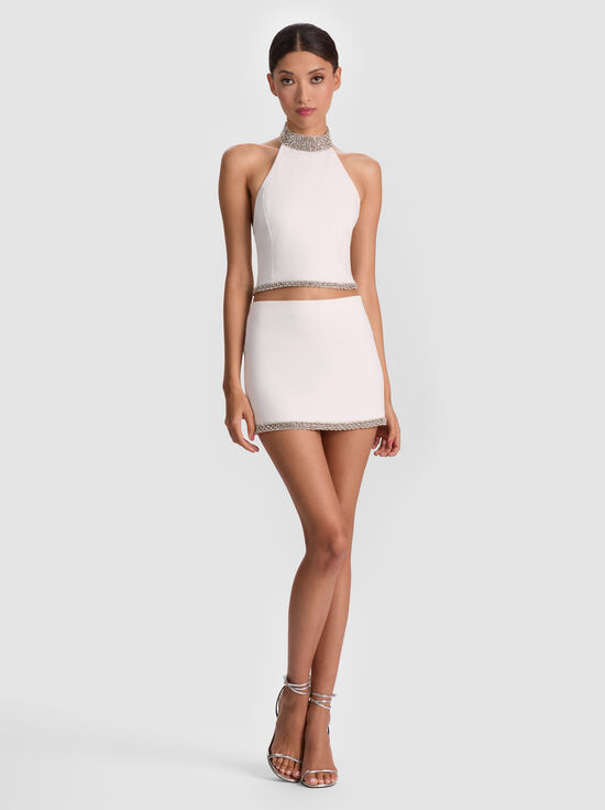 OFF WHITE-RUBI EMBELLISHED MINI SKIRT