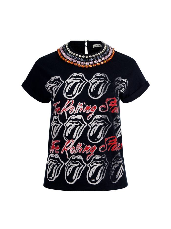 MAXIE EMBELLISHED BAND TEE - BLACK/MULTI image 6 - Alice And Olivia