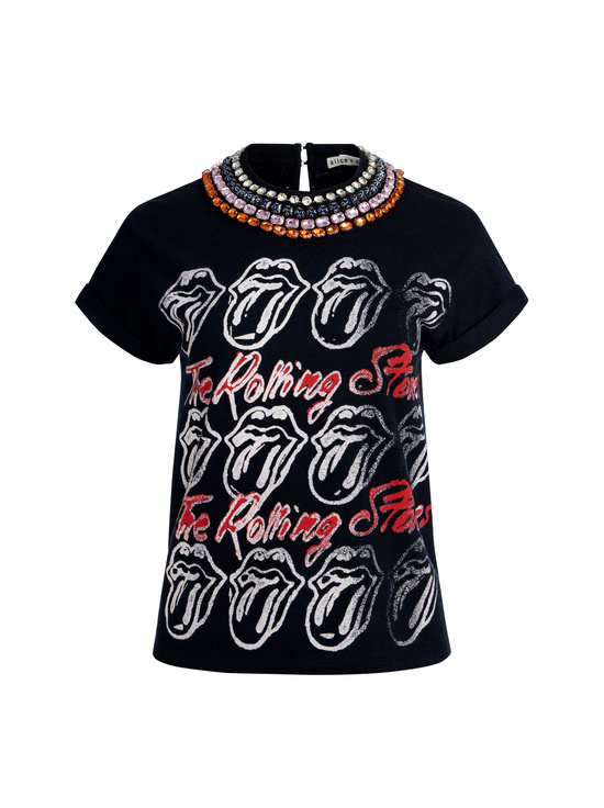 BLACK/MULTI-MAXIE EMBELLISHED BAND TEE