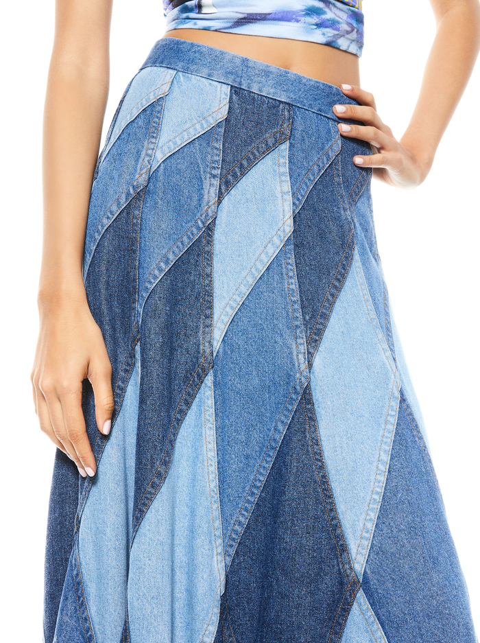 PIERRE PATCHWORK MIDI SKIRT - HAPPY GO LUCKY image 3 - Alice And Olivia
