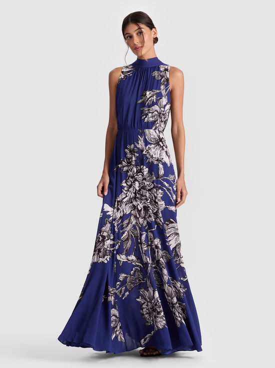 BLOOMING WILD INDIGO-DITA MAXI DRESS