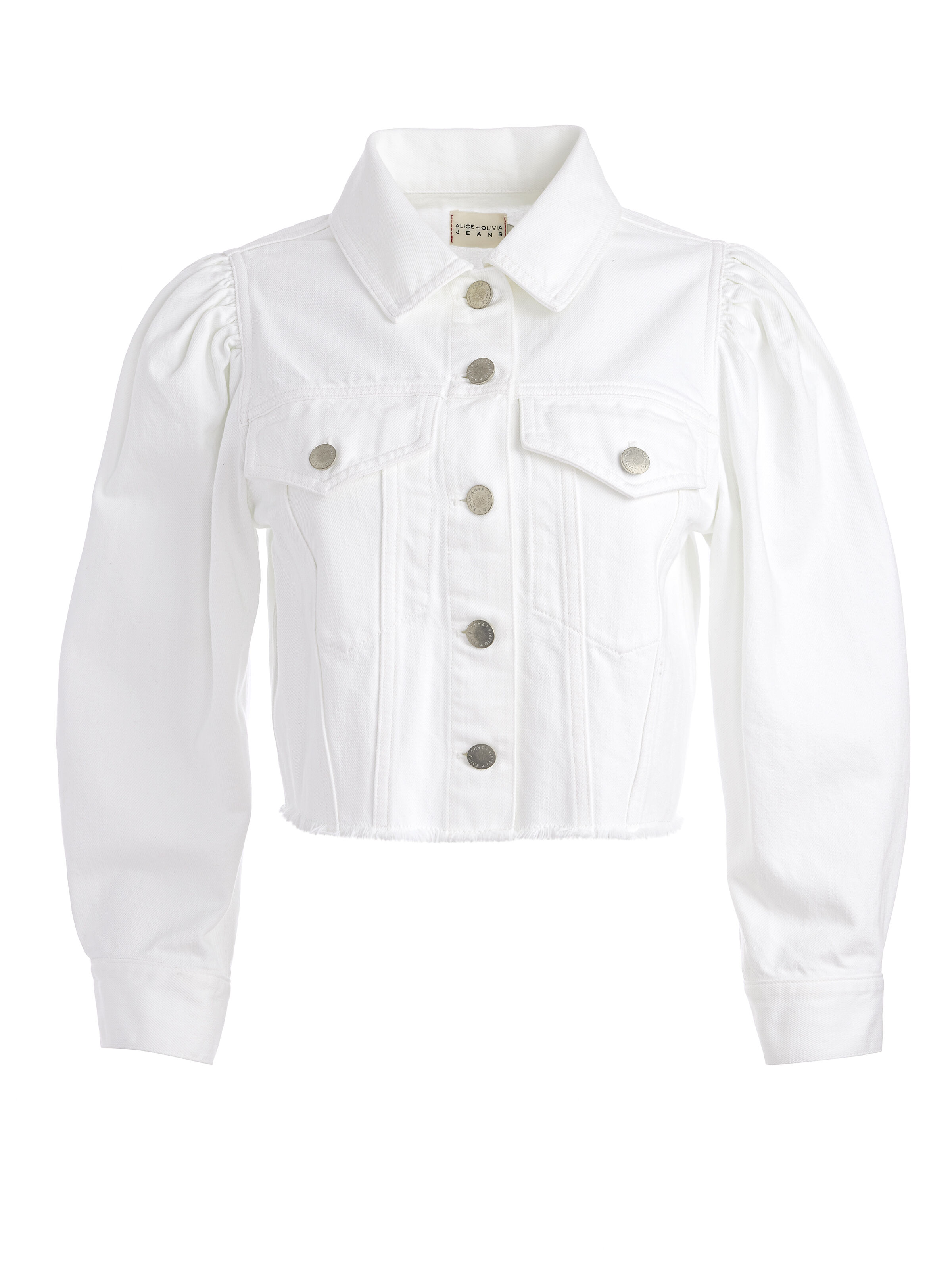 【新品】Alice＋Olivia ホワイト ショート丈 デニムジャケット Lana Denim Jacket In White | Alice + Olivia
