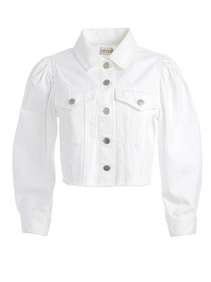 Lana Puff Sleeve Denim Jacket In White | Alice And Olivia