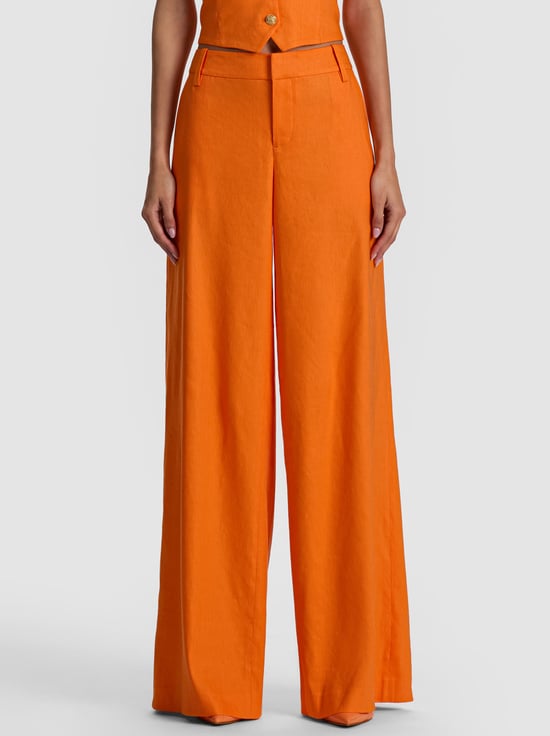 ORANGE PEEL-STU LINEN BAGGY PANT