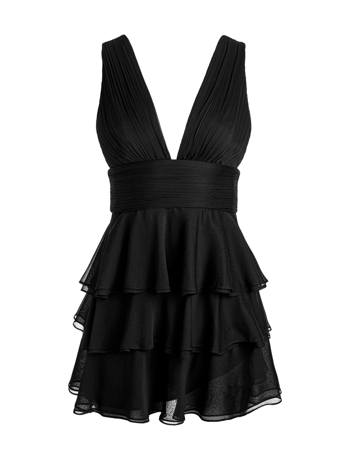 HOLLY RUFFLED MINI DRESS - BLACK image 5 - Alice And Olivia
