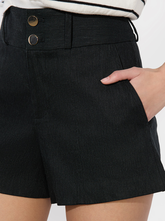 BLACK-MAME LINEN SHORT