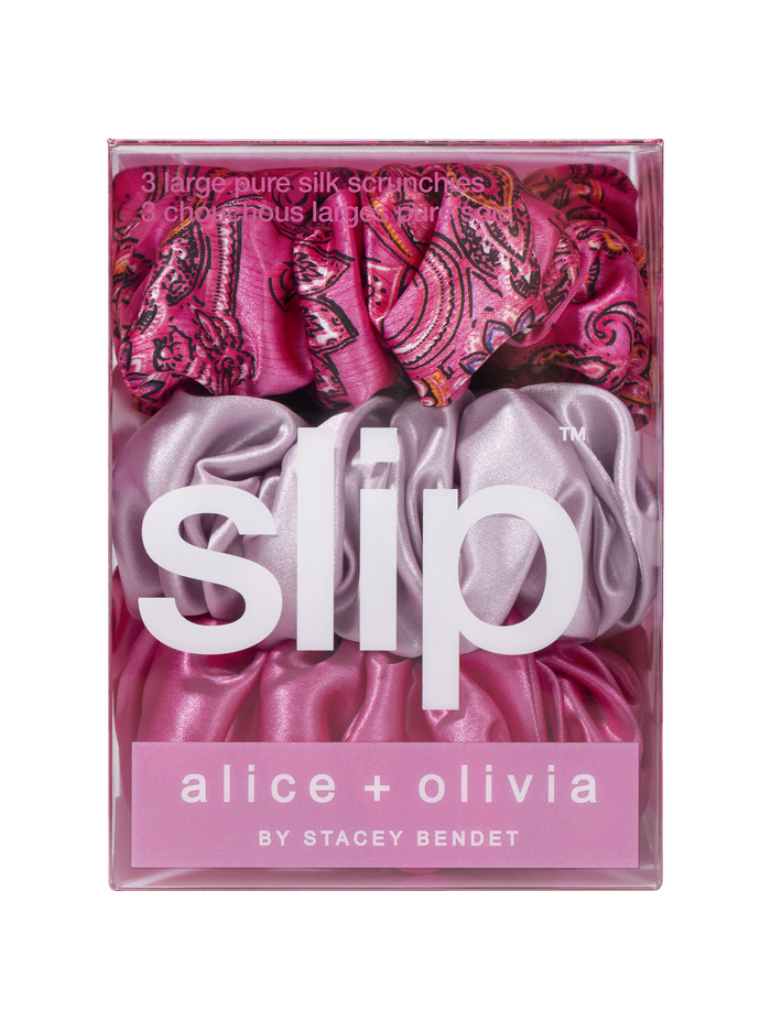 A+O X SLIP SILK LARGE SCRUNCHIE SET - MULTI image 1 - Alice And Olivia