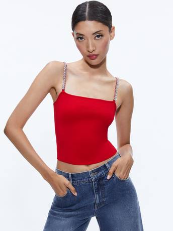 PERFECT RUBY-DRINA EMBELLISHED STRAP TANK