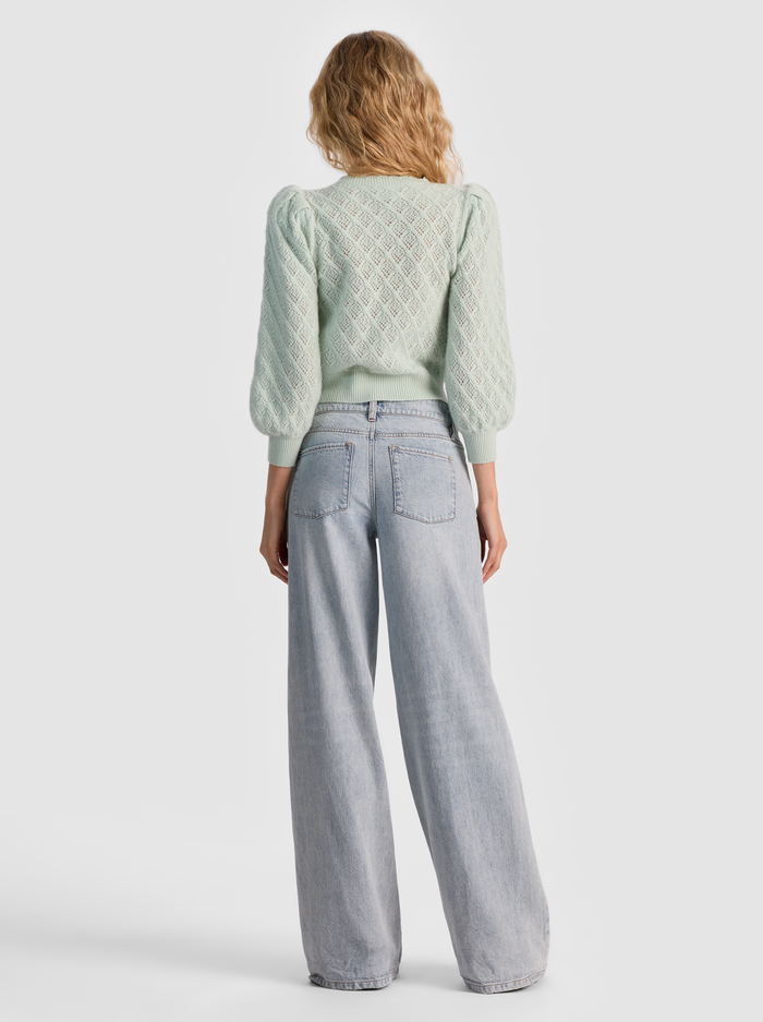 DORIS POINTELLE CARDIGAN - GREEN TEA image 2 - Alice And Olivia