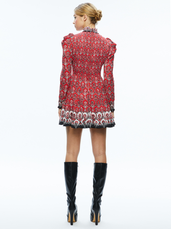 ALLURE MEDALLION-ELVIRA SMOCKED BODICE MINI DRESS