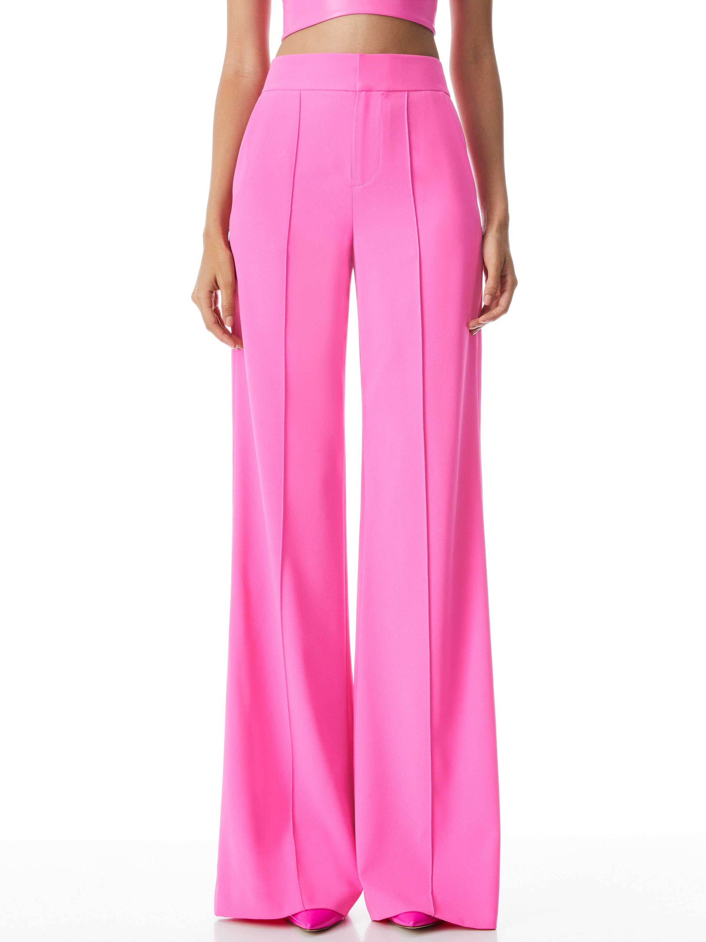 Dylan High Waisted Wide Leg Pant In French Rose Alice Olivia