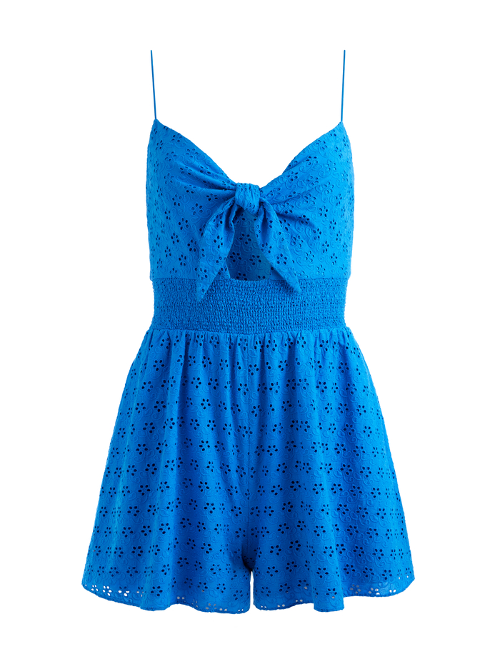 FREIDA TIE FRONT ROMPER - FRENCH BLUE image 5 - Alice And Olivia