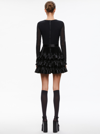 BLACK-CHARA TIERED RUFFLE MINI DRESS