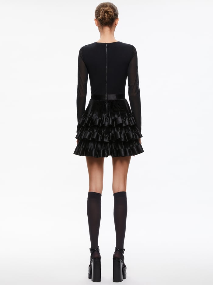CHARA TIERED RUFFLE MINI DRESS - BLACK image 1 - Alice And Olivia