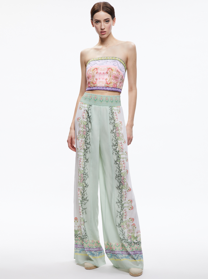 CERESI SMOCKED BACK BANDEAU TOP - FLORAL FEST image 2 - Alice And Olivia