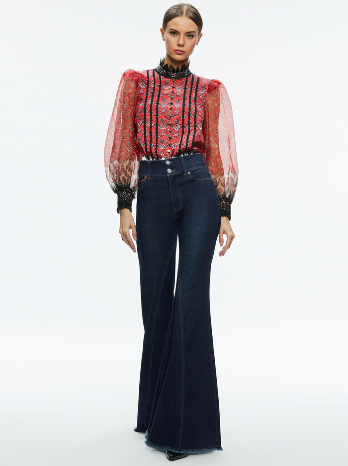 BETTINA BLOUSON SLEEVE TOP - ALLURE MEDALLION image 4 - Alice And Olivia