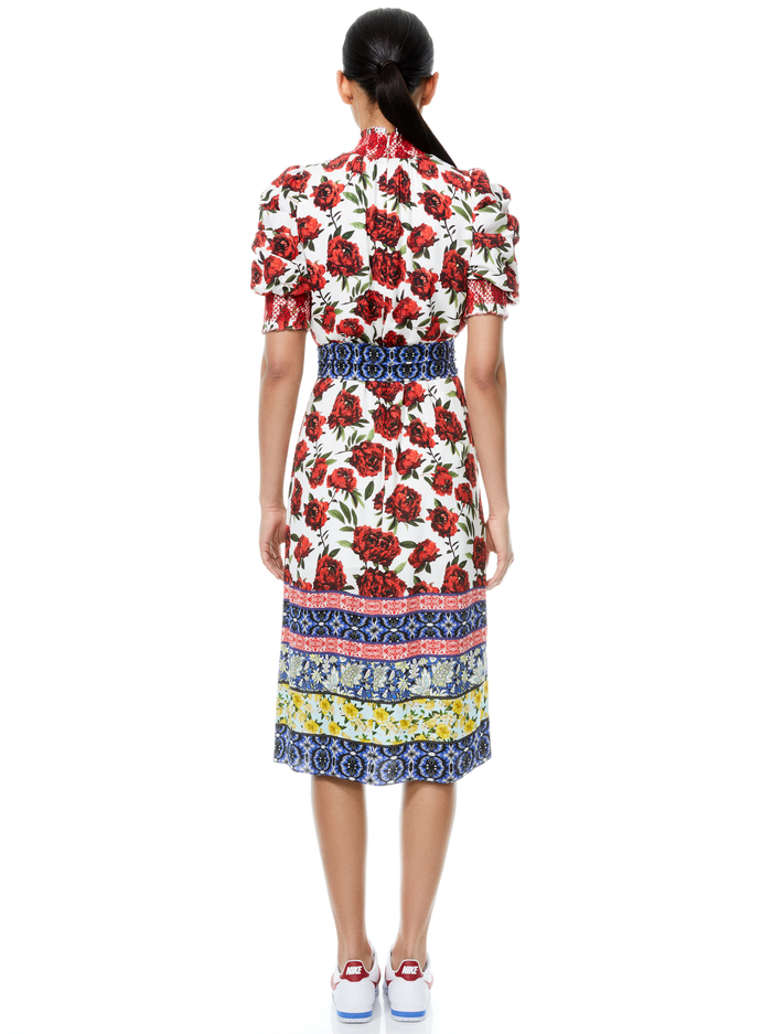 SILVA FLORAL MOCK NECK MIDI DRESS - FRENCH QUARTERS MULTI image 1 - Alice And Olivia