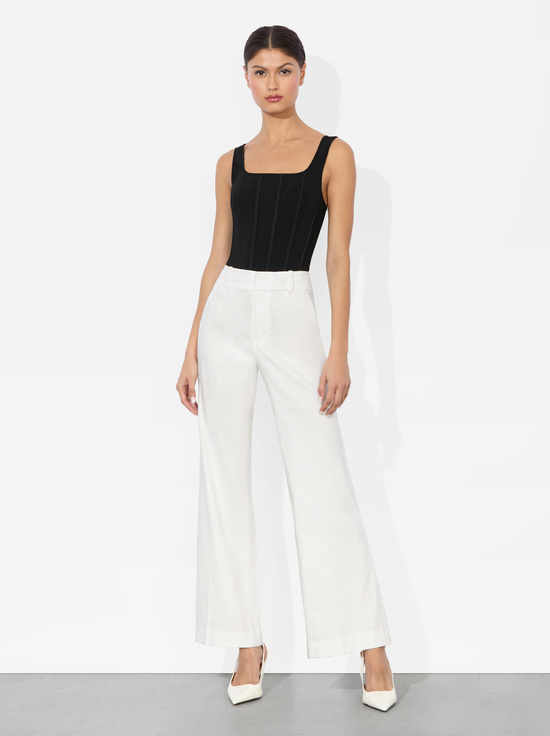 OFF WHITE-QUINN LINEN KICK FLARE PANT