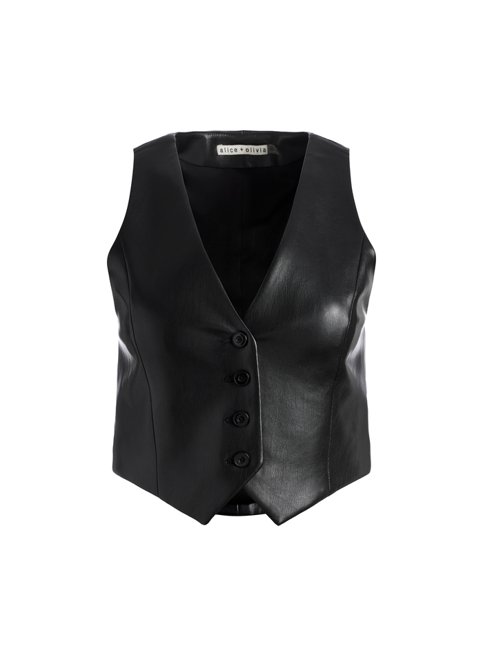 DONNA VEGAN LEATHER VEST - BLACK image 5 - Alice And Olivia