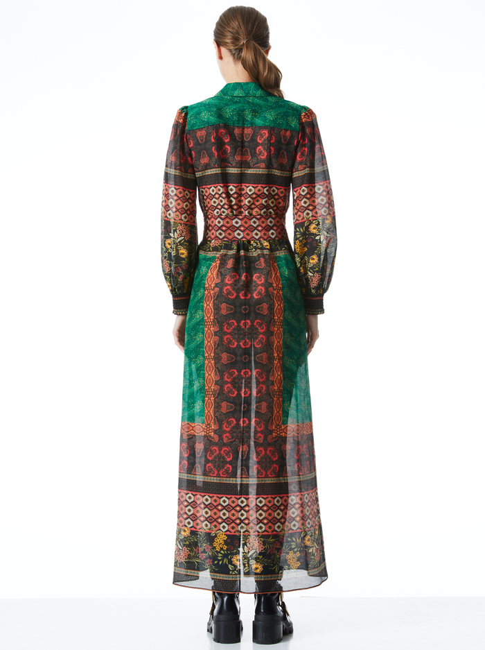 BEVERLY BUTTON FRONT MAXI DRESS - NOMAD MULTI image 1 - Alice And Olivia